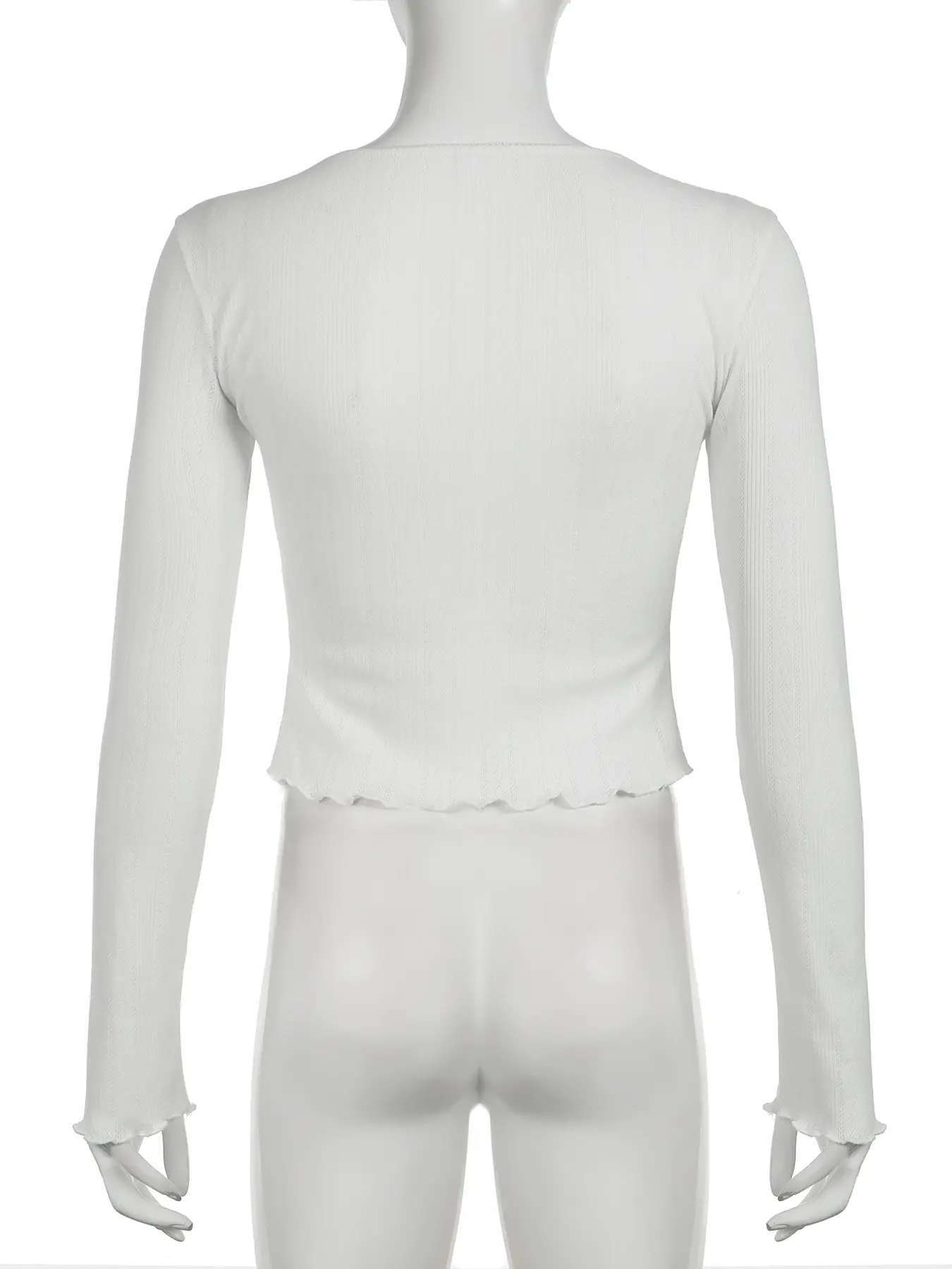 Rockmore New Y2K Sweet Solid Single-breasted T-shirt 2000s Aesthetics Long Sleeves T-shirt Casual Square Neck Knitted Top Female