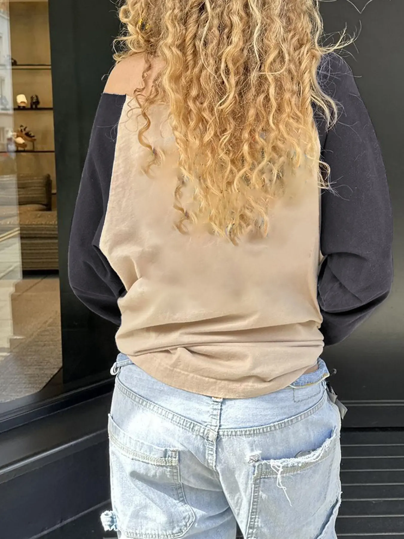 Rockmore Y2K Streetwear Patchwork Digital Print Long Sleeve Autumn Winter Chic Casual Oversized Tops Vintage  Fashion Basic Tees