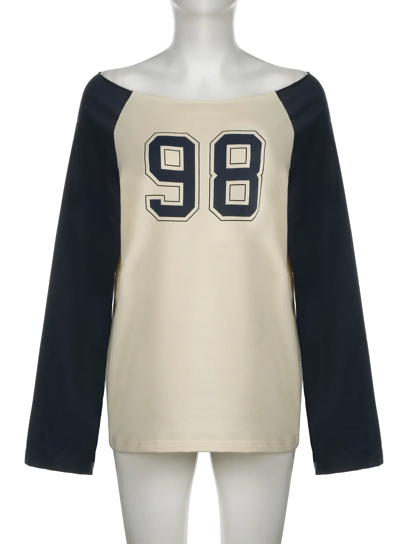 Rockmore Y2K Streetwear Patchwork Digital Print Long Sleeve Autumn Winter Chic Casual Oversized Tops Vintage  Fashion Basic Tees