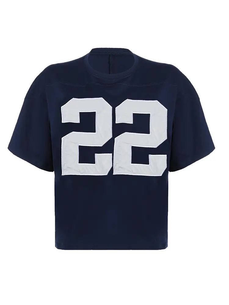 Rockmore Women's Loose Tops No.22 Embroidery Drop Shoulder Crew Neck Tee Casual Half Sleeve T-shirt for Summer Street Fashion