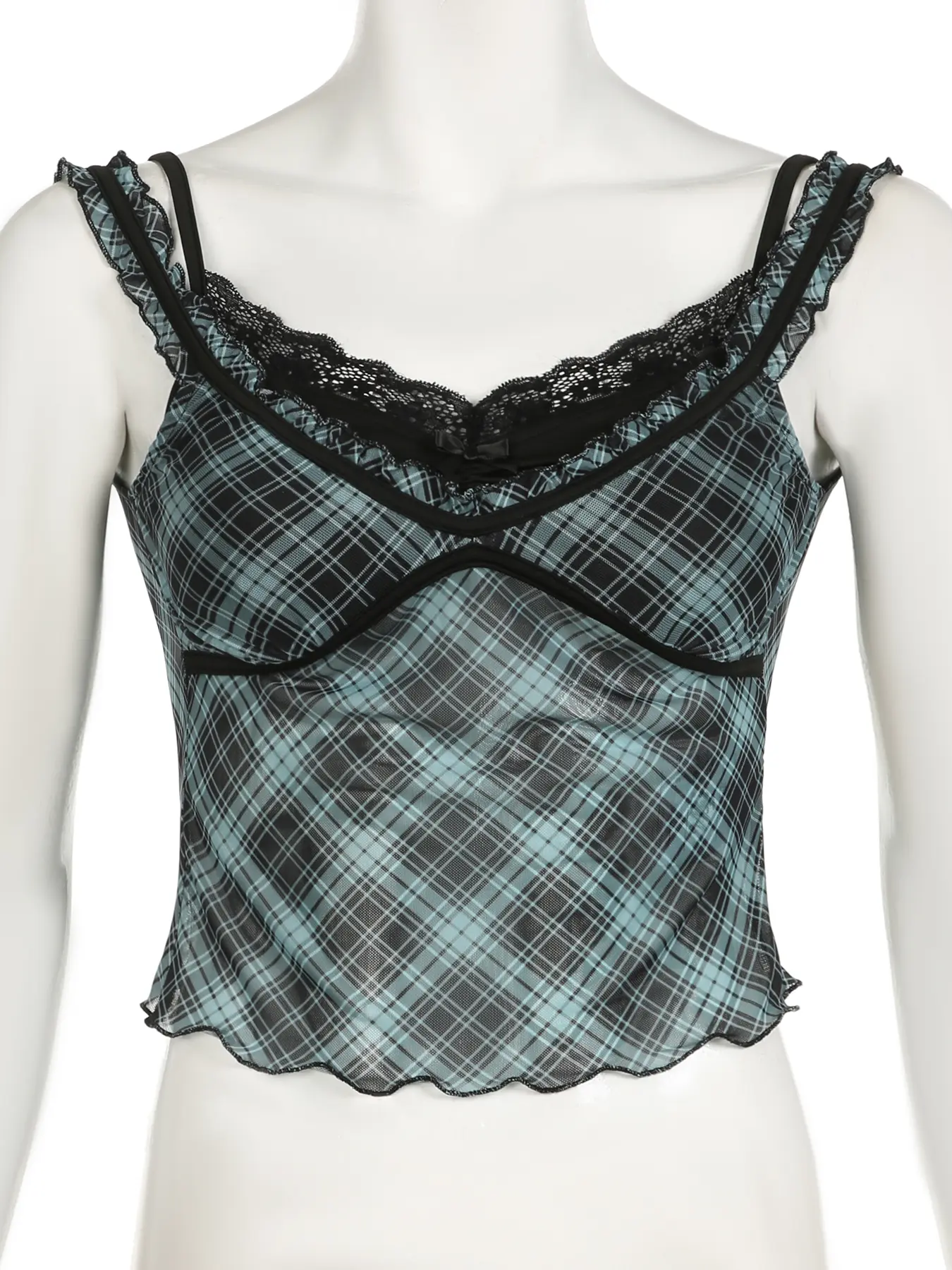 Rockmore Lace Printed Fake Two Pieces Stitching Camis Y2k Aesthetic Top Clubwear Mesh Transparent Sexy Tank Tops Vintage Grunge