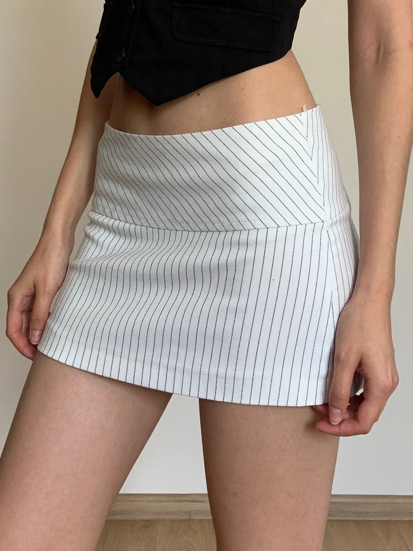 Rockmore Office Women Striped Wrap Skirts Y2k Aesthetical Low Waisted Slimming Sexy Short Skirts Elegant Senior All-match Skirts