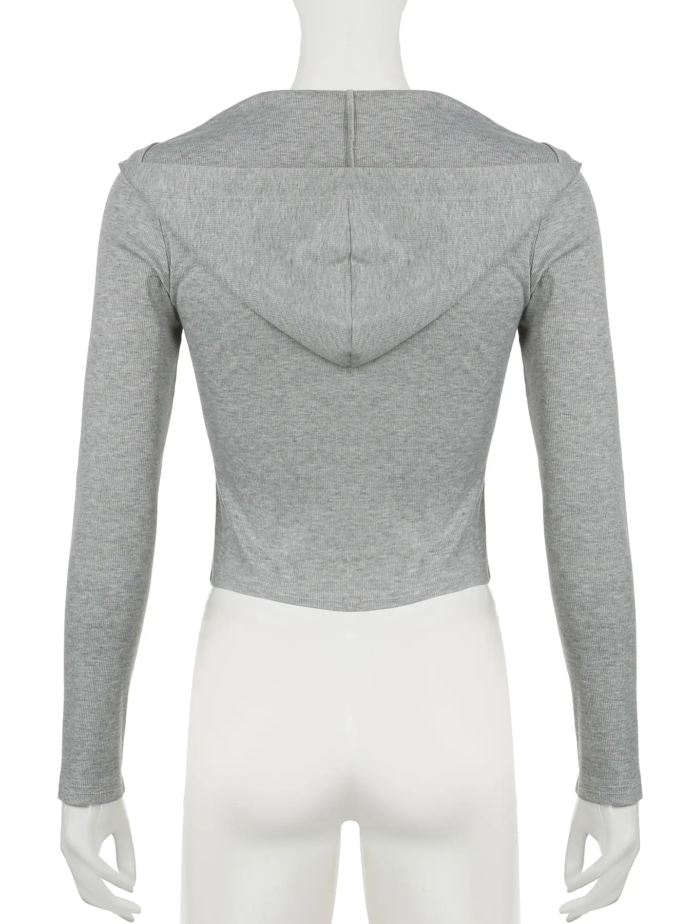 Rockmore Streetwear V-neck Zipper Hooded T-shirt Chic Casual Slim Solid Long Sleeve Tees Autumn Women Y2K Clothes New