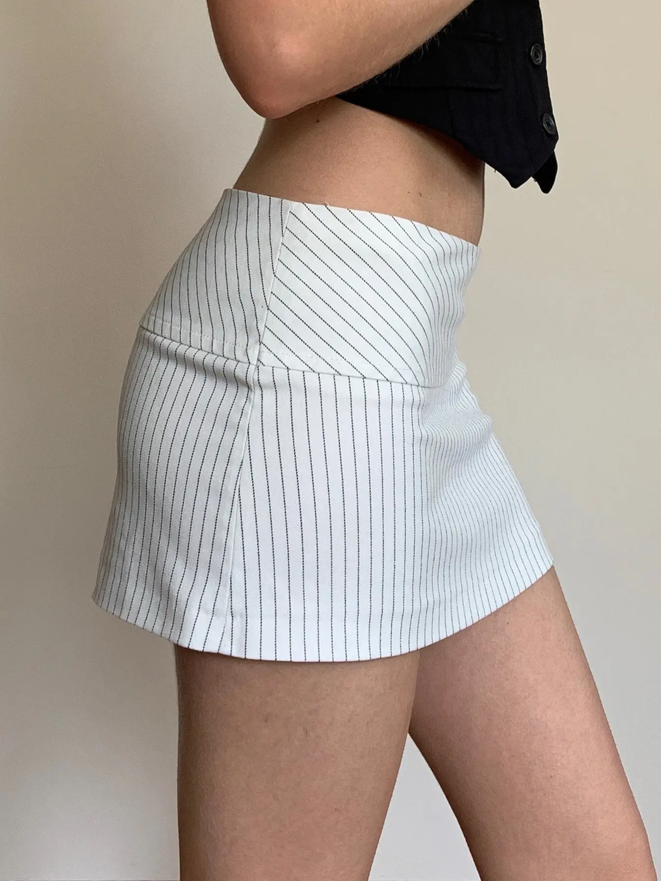 Rockmore Office Women Striped Wrap Skirts Y2k Aesthetical Low Waisted Slimming Sexy Short Skirts Elegant Senior All-match Skirts