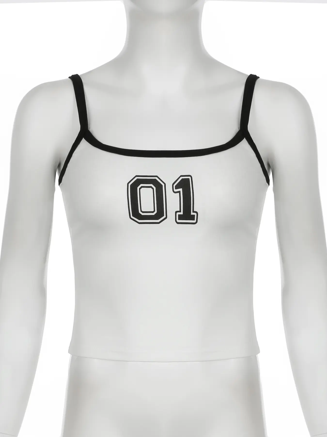 Rockmore Y2K Patchwork Letter Print Tank Top Coquette White Spaghetti Strap Tops Aesthetic Sleeveless Camisole Woman Clothing
