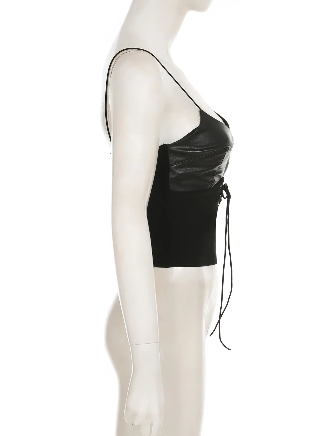 Rockmore Gothic Bandage Cutout Corset Top PU Patchwork Sexy Crop Tank Tops Y2K Streetwear Camis Female 2000s Aesthetic Clothes