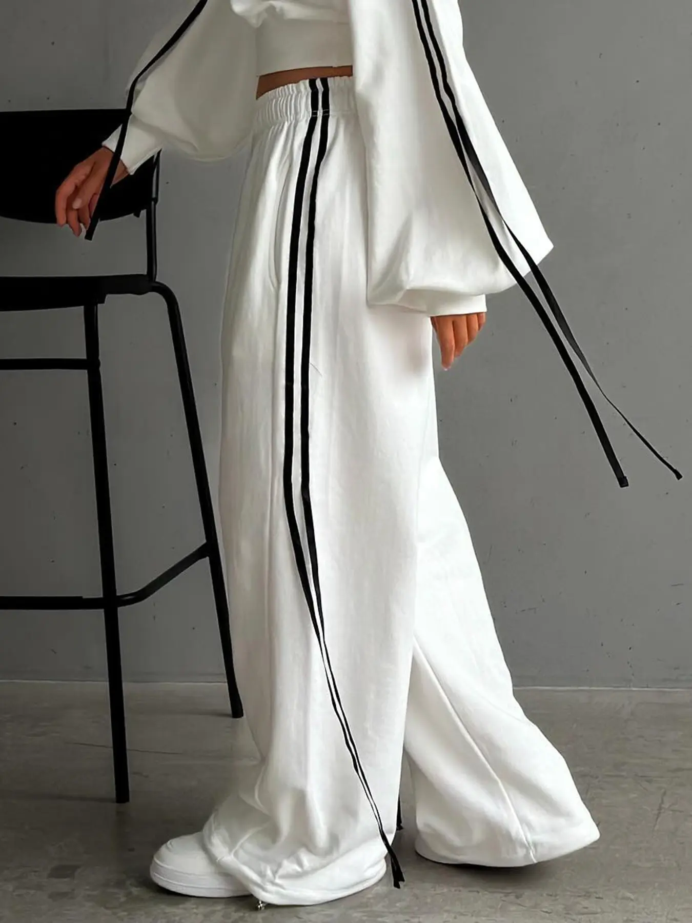 Rockmore Streetwear Stripe Patchwork Sweatpants Y2K Chic Harajuku Vintage Wide Leg Pants Fashion Female Casual Hip Hop Trousers