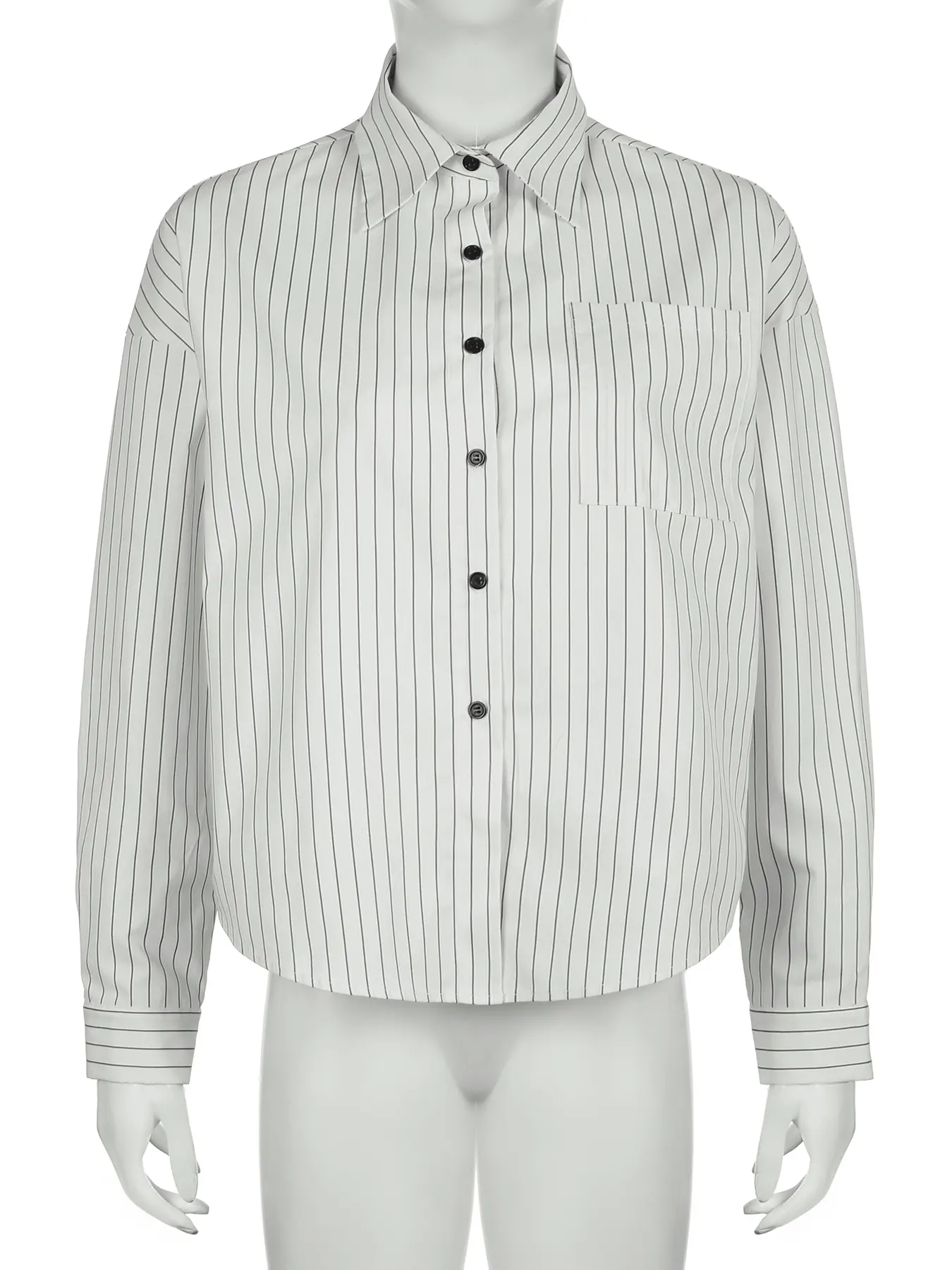 Rockmoer Harajuku white Striped Blouse Office Ladies Shirts All match chic Long-sleeve Loose Fit Shirt Fashion Spring Autumn y2k