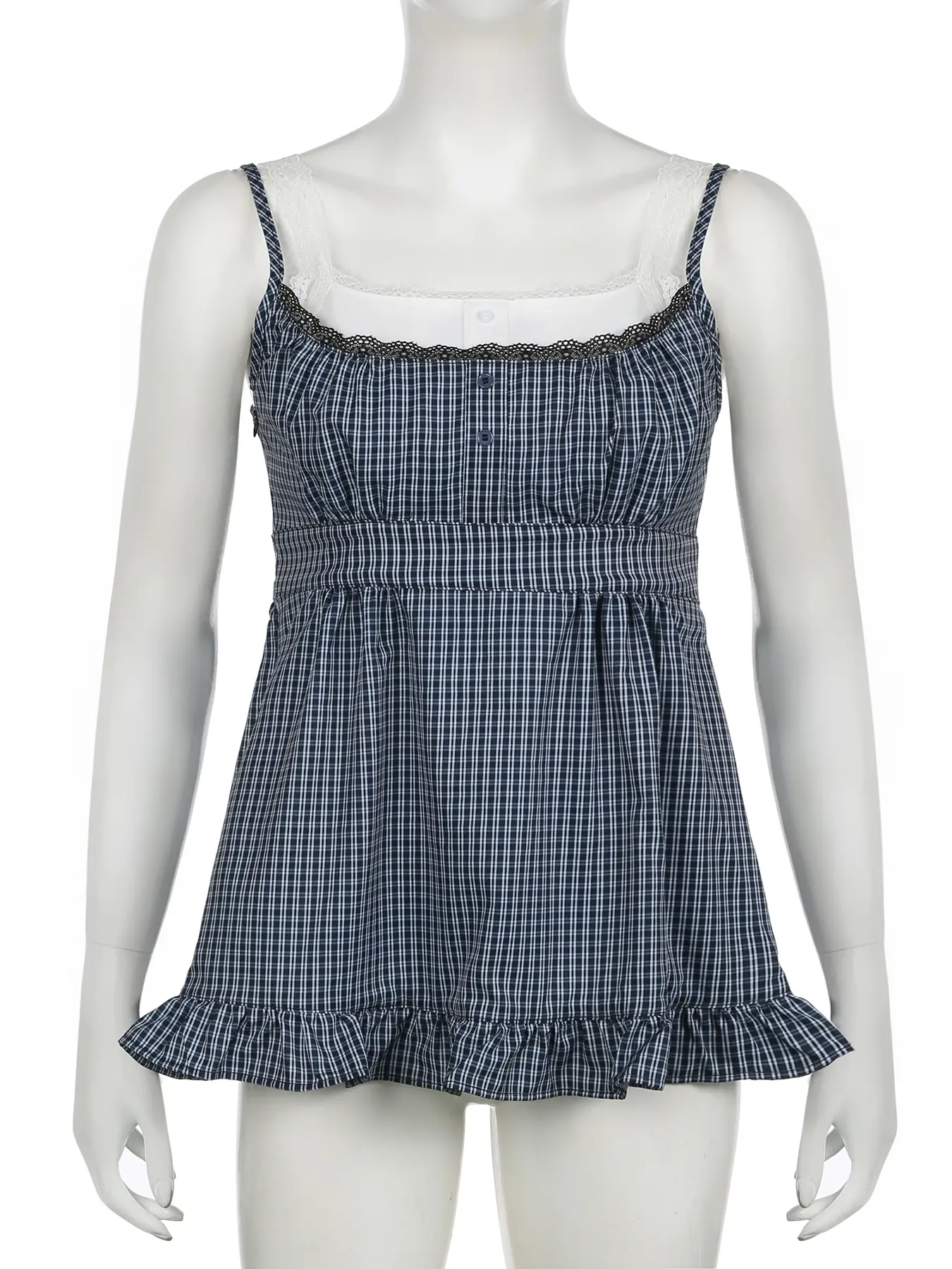 Rockmore Women Plaid False Two-piece Camisole Harajuku Vests Summer Y2k Aesthetic Crop Tops Fashion Casual Sleeveless Tank Tops