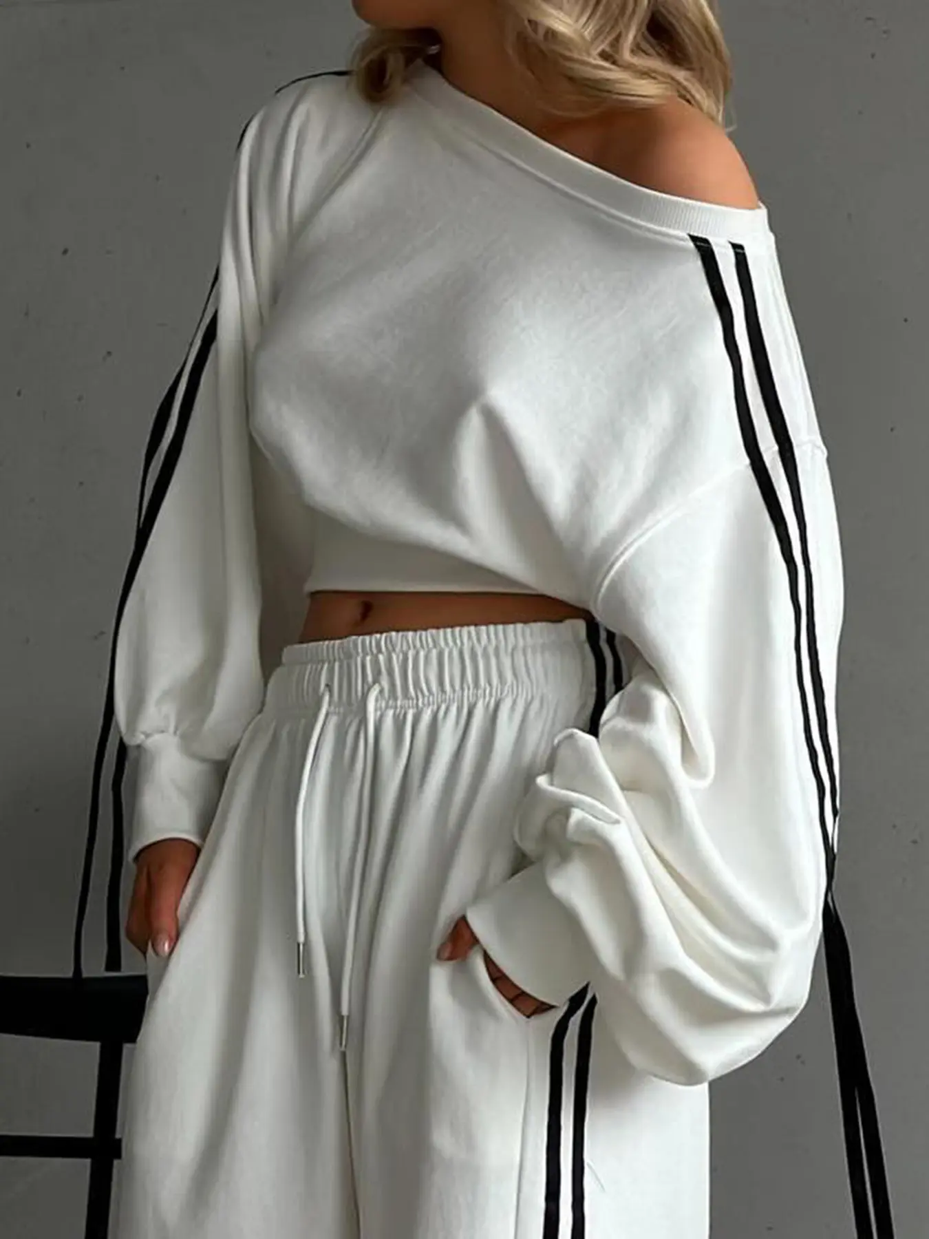 Rockmore Streetwear Stripe Patchwork Sweatpants Y2K Chic Harajuku Vintage Wide Leg Pants Fashion Female Casual Hip Hop Trousers
