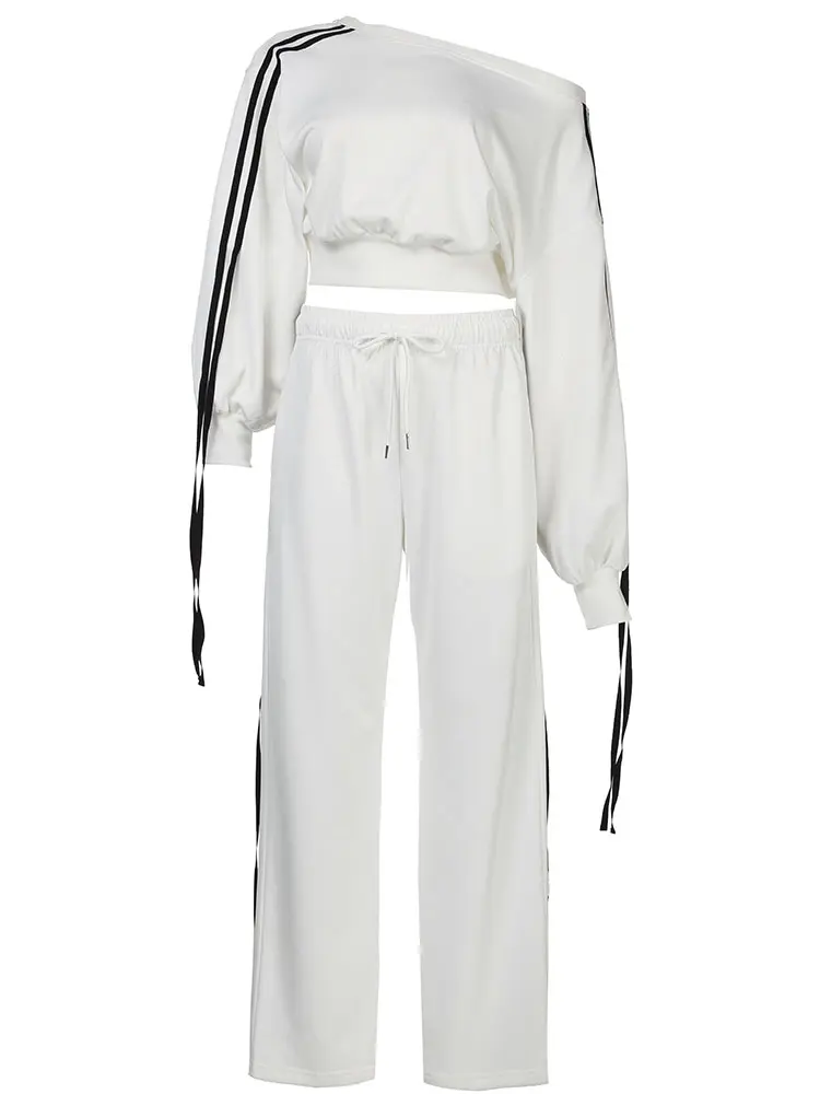 Rockmore Streetwear Stripe Patchwork Sweatpants Y2K Chic Harajuku Vintage Wide Leg Pants Fashion Female Casual Hip Hop Trousers