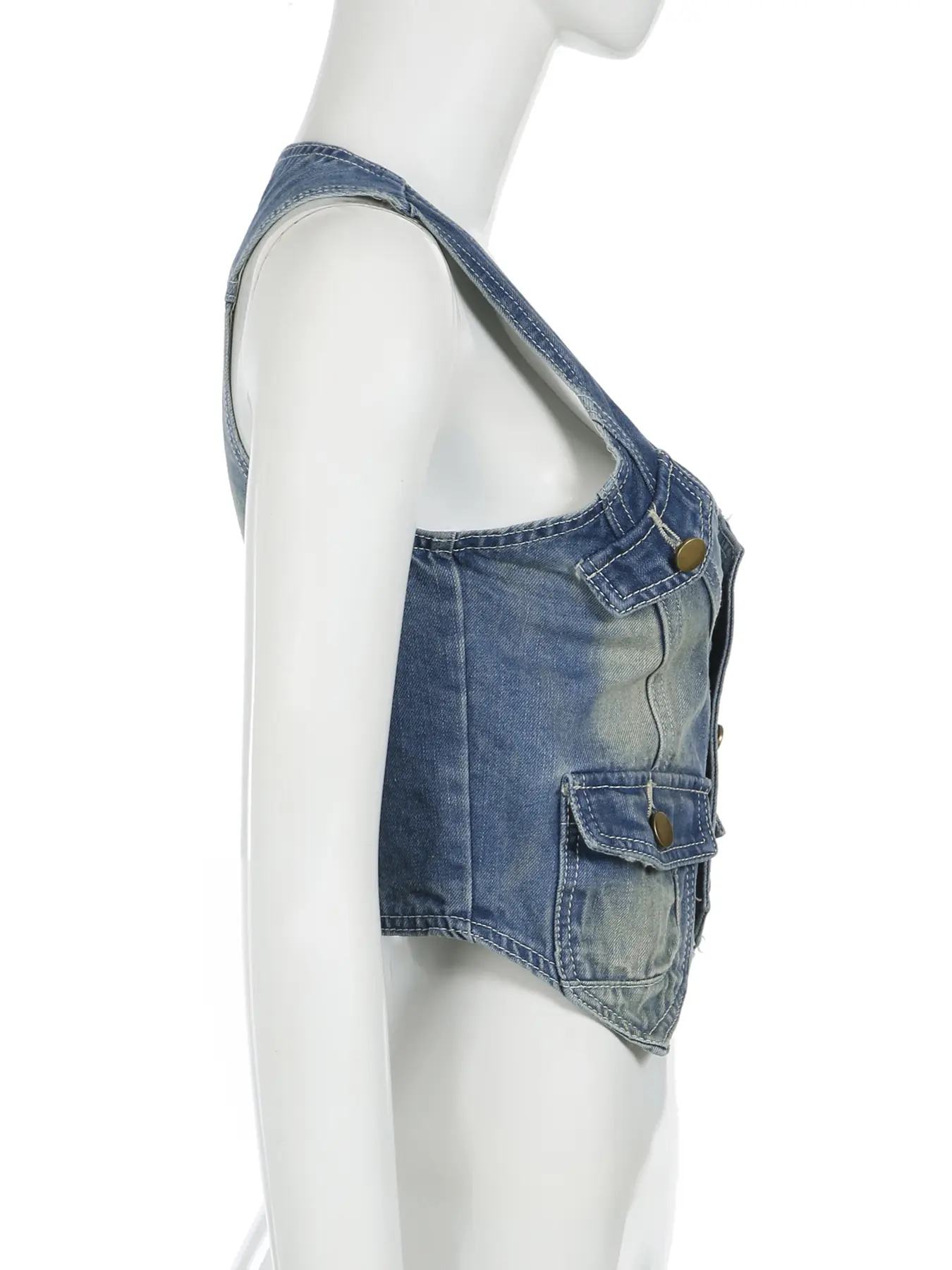 Rockmore Fashion Safari Style Denim Vest Top Vintage Casual Sleeveless Women Clubwear Outerwear Chic Tops Y2k Streetwear Clothes