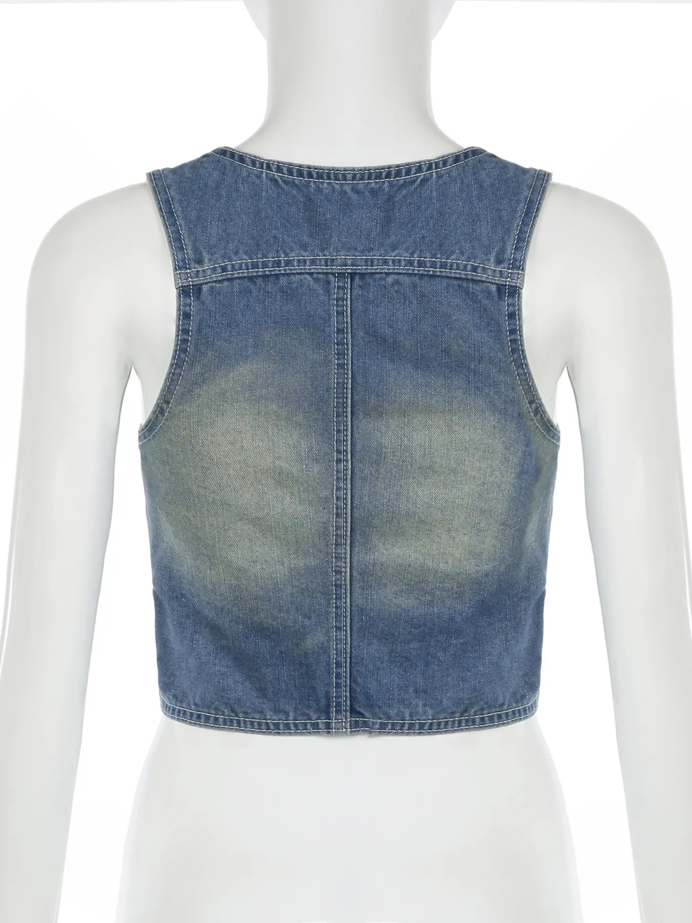 Rockmore Fashion Safari Style Denim Vest Top Vintage Casual Sleeveless Women Clubwear Outerwear Chic Tops Y2k Streetwear Clothes