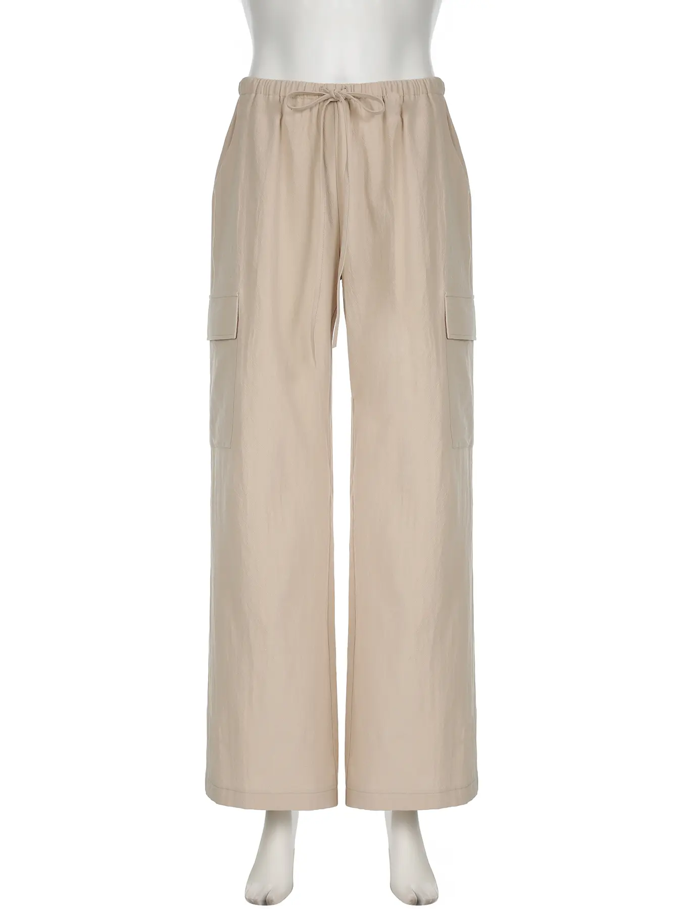 Rockmore Elegant Casual Cotton Linen Wide Leg Pants All-Match Straight Harlan Trousers Summer Pockets Thin Solid Pants for Women