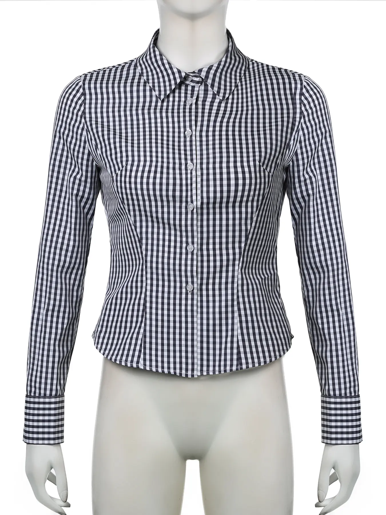 Rockmoer Vintage Plaid Slim Fit Shirt Y2k Streetwear Fashion Long Sleeve Casual Harajuku Korean Turn-down Collar Button Shirts