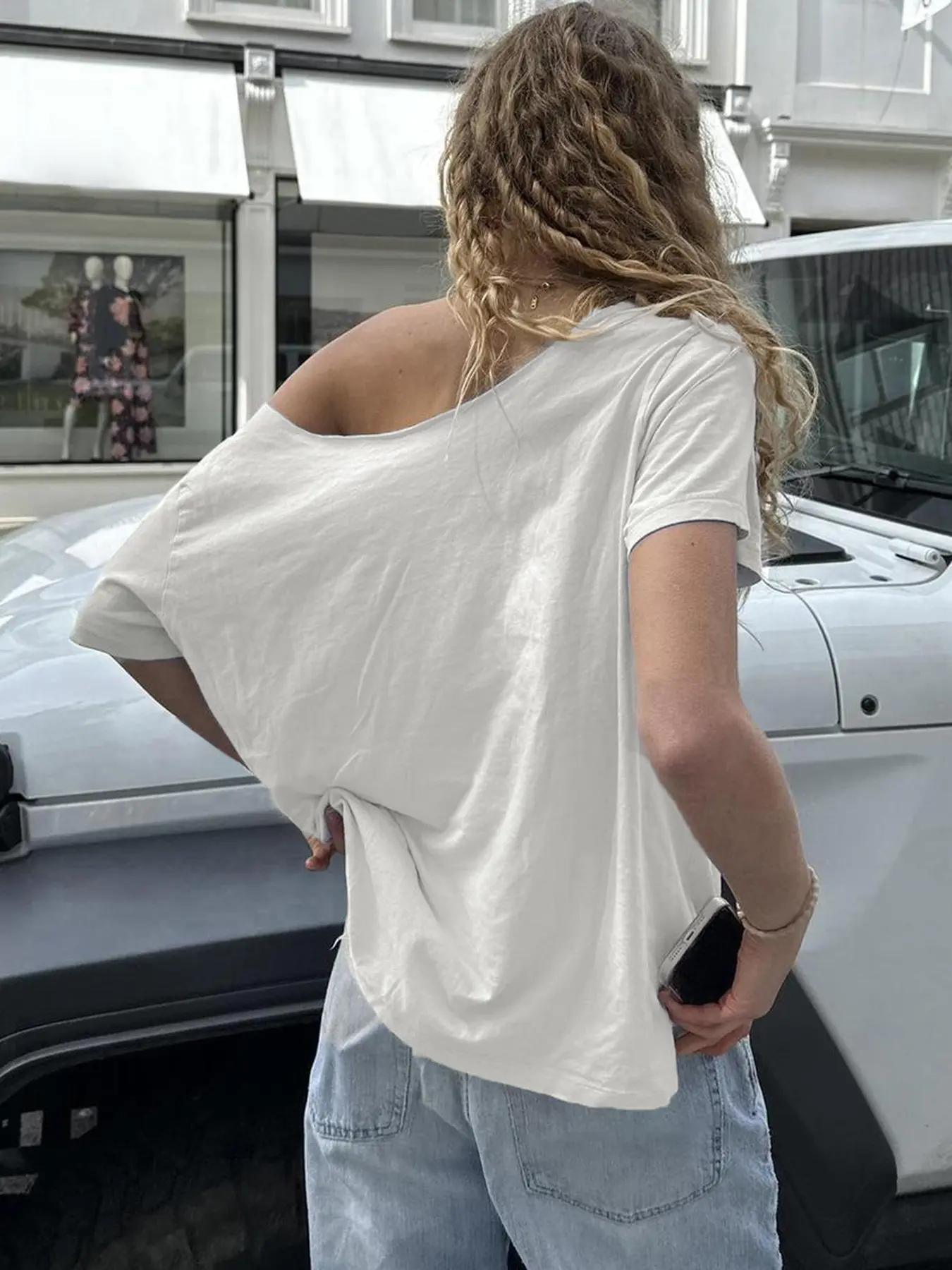 Rockmore Women's Number "98" Print Drop Shoulder Tee Casual Short Sleeve Round Neck T-shirt for Summer Fashion Street Loose Tops