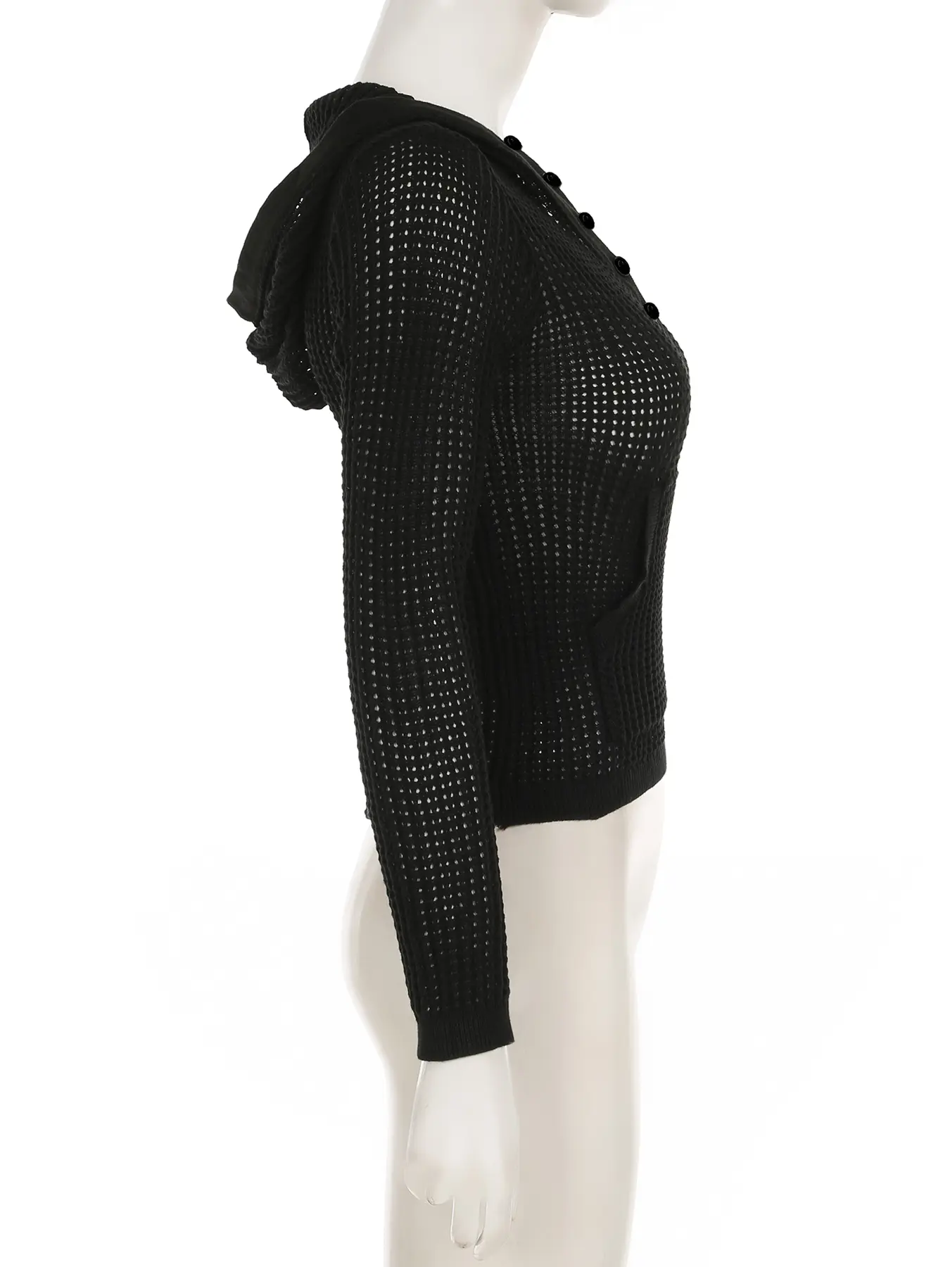 Rockmore Retro Chic Rib Knit Hooded V-neck Button Up Top Women's Full Sleeve Tees Harajuku Casual Pullover Autumn Basic Sweater