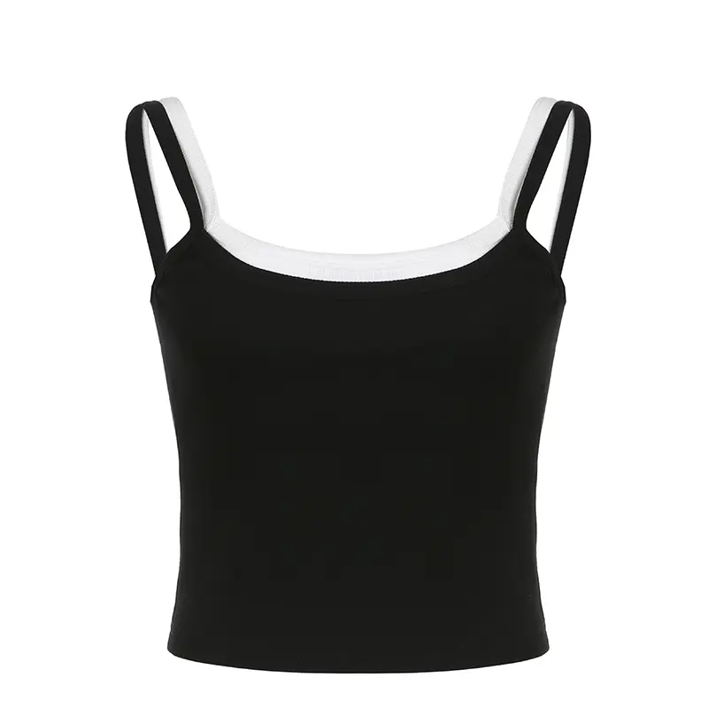 Rockmore Chic Patchwork Crop Top Summer Streetwear Solid Color All Match Basic Tank Tops Off Shoulder Camis Women Sexy Clubwear