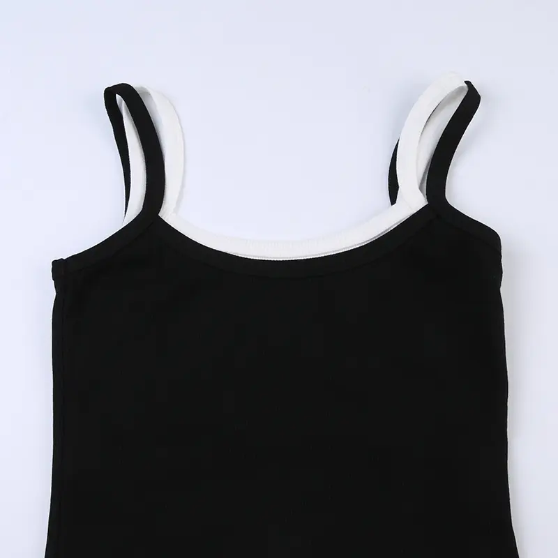 Rockmore Chic Patchwork Crop Top Summer Streetwear Solid Color All Match Basic Tank Tops Off Shoulder Camis Women Sexy Clubwear