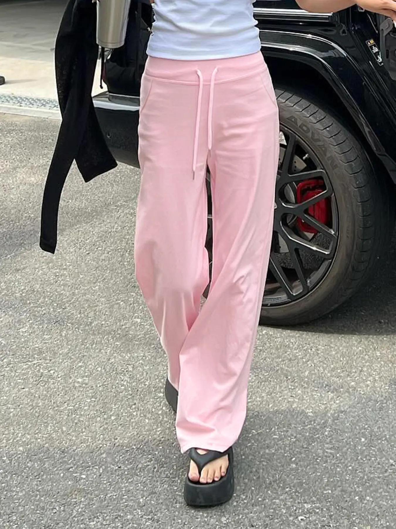 Rockmore Harajuku Casual All Match Sweatpants Y2k Streetwear Elastic High Waist Drawstring Wide Leg Trouser Korean Chic Clothes