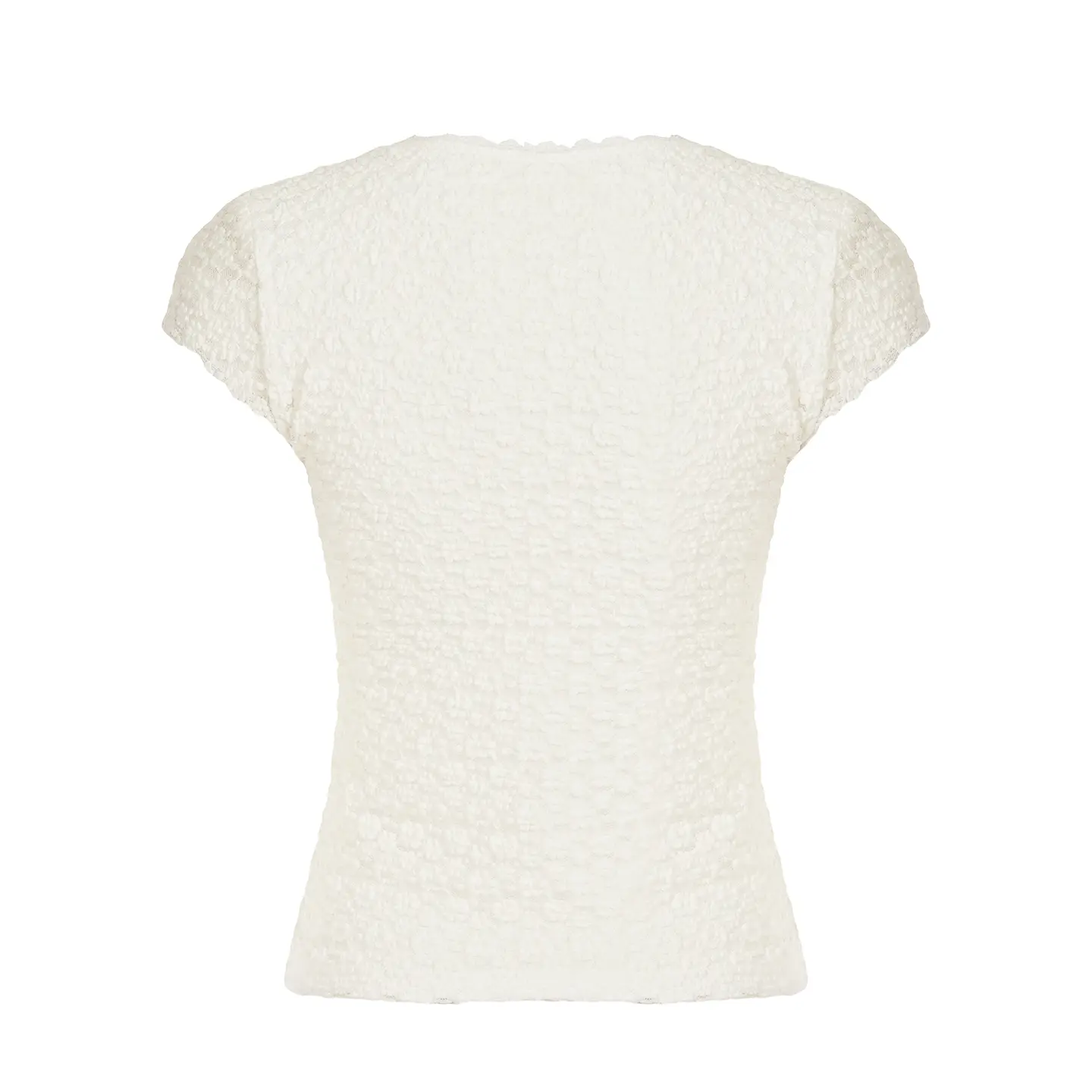 Rockmore Lace Texture Sheer Women’s T-Shirt Summer Solid Color Short Sleeve V-Neck Crop Top Stylish Women's Casual Wear