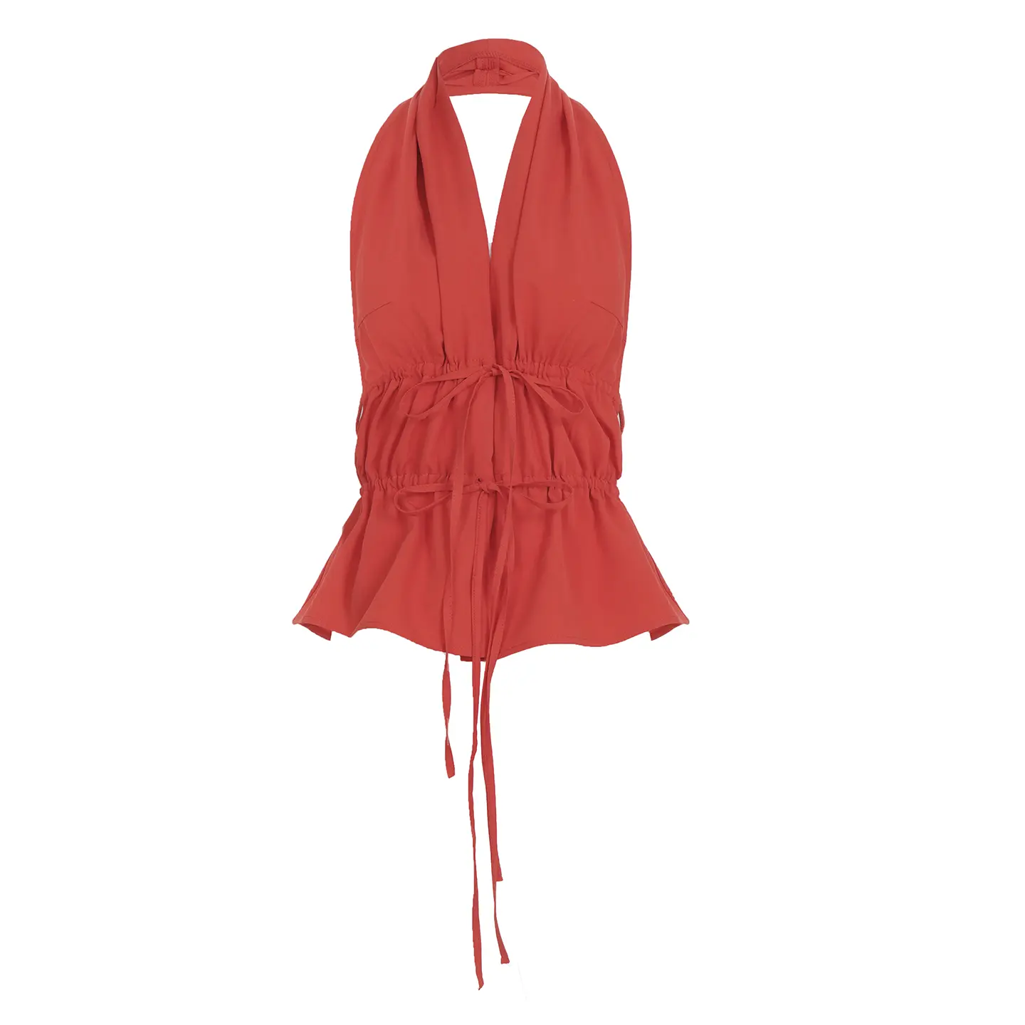 Rockmore Street Lace-up Bow Slit Halter Top Women Coquette Sexy Backless Camisole Fashion Drawstring Crop Top Y2k Downtown Girl