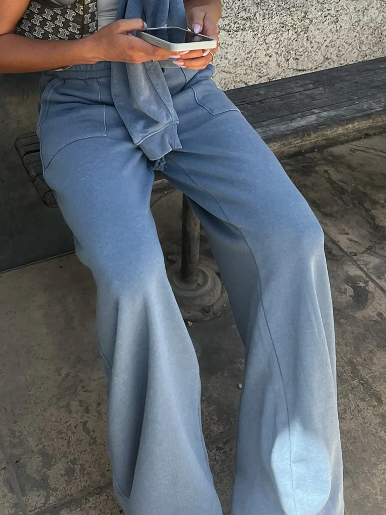 Rockmore Casual Drawstring Wide Leg Women's Sweatpants Solid Pocket Straight Pants Baggy Bottoms Y2K Street Girls Trousers