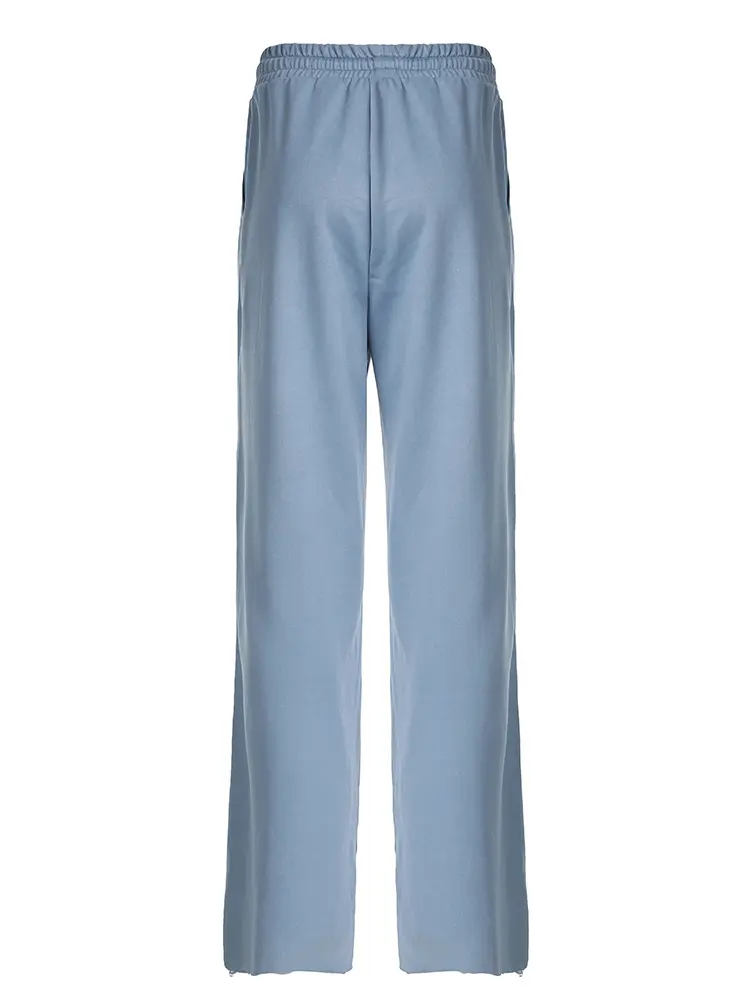 Rockmore Casual Drawstring Wide Leg Women's Sweatpants Solid Pocket Straight Pants Baggy Bottoms Y2K Street Girls Trousers
