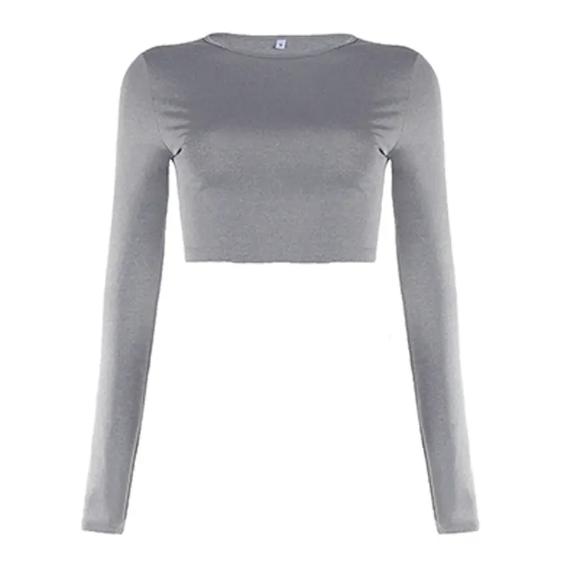 Rockmore Women's Solid Crop Top Basic Casual Round Neck Slim Fit T-Shirt Y2K Streetwear Spring Fall Comfortable Tee Shirts 2025