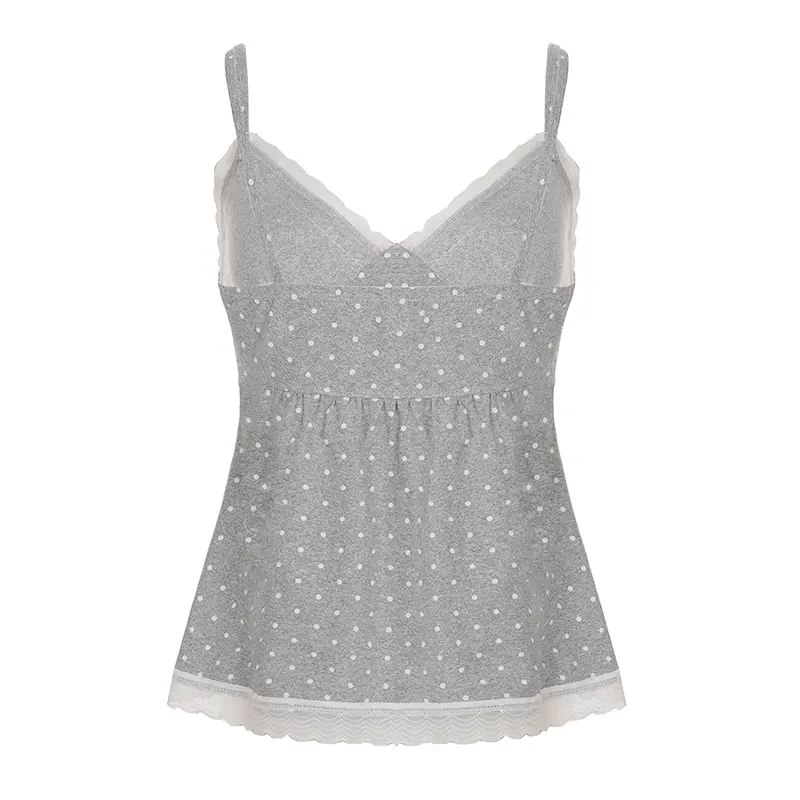 Rockmore Polka Dot Print Women's Camisole Summer Y2K Coquette Lace Bow V Neck A-Line Sleeveless Tops Fashion Sweet Tanks