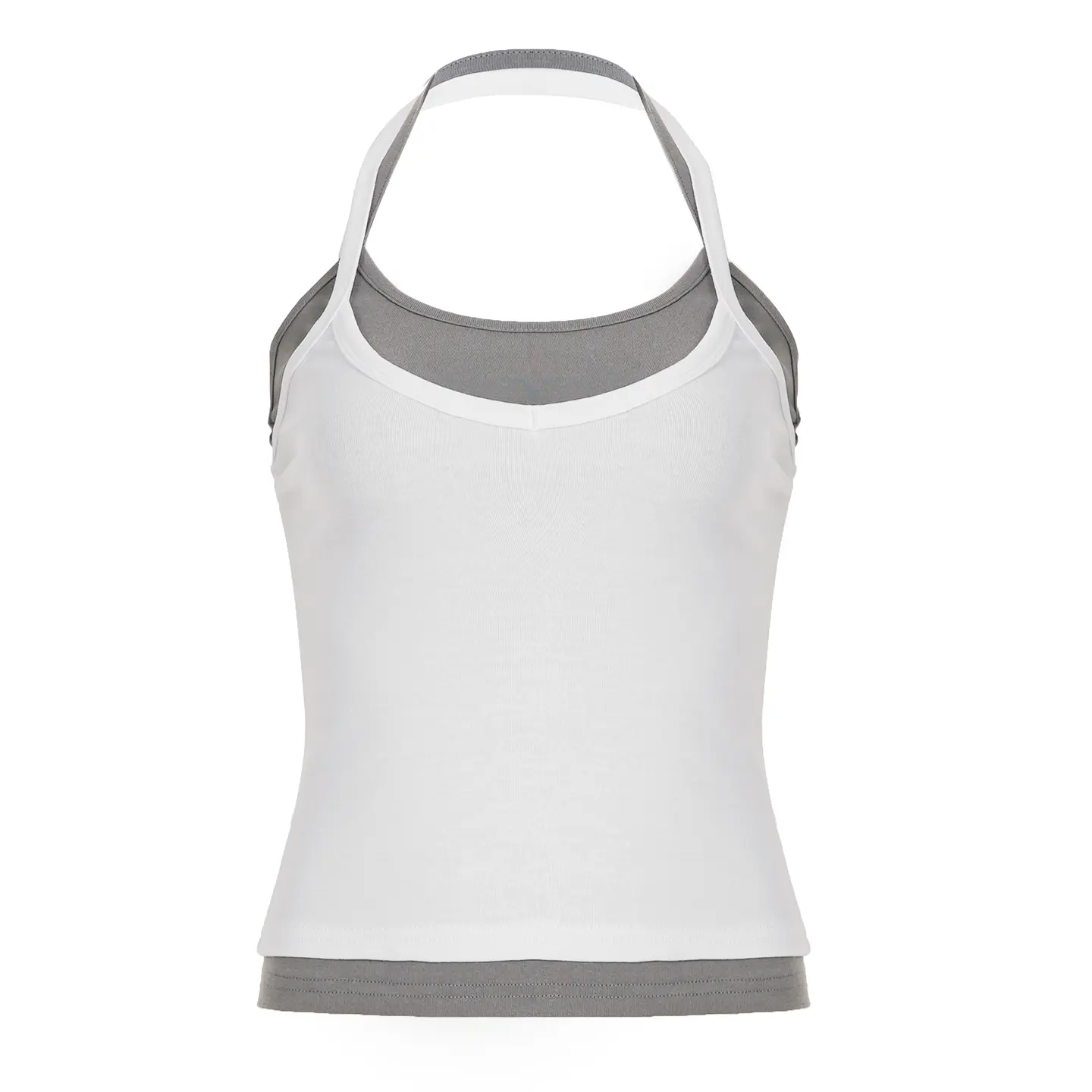 Rockmore Contrast Patchwork Halter Neck Crop Top Streetwear Women's Sexy Low-cut Camisole Female Vest