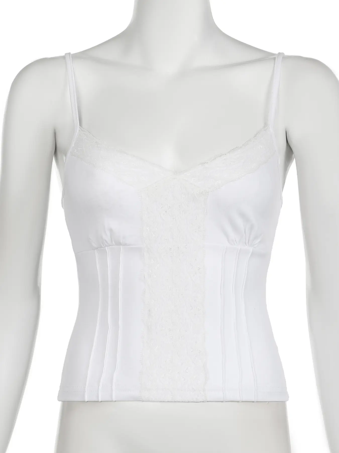 Rockmore Y2k Aesthetical Lace Split Camisole Streetwear Solid V-neck Spaghetti Strap Tops Casual Fashion Sleeveless Tees Summer