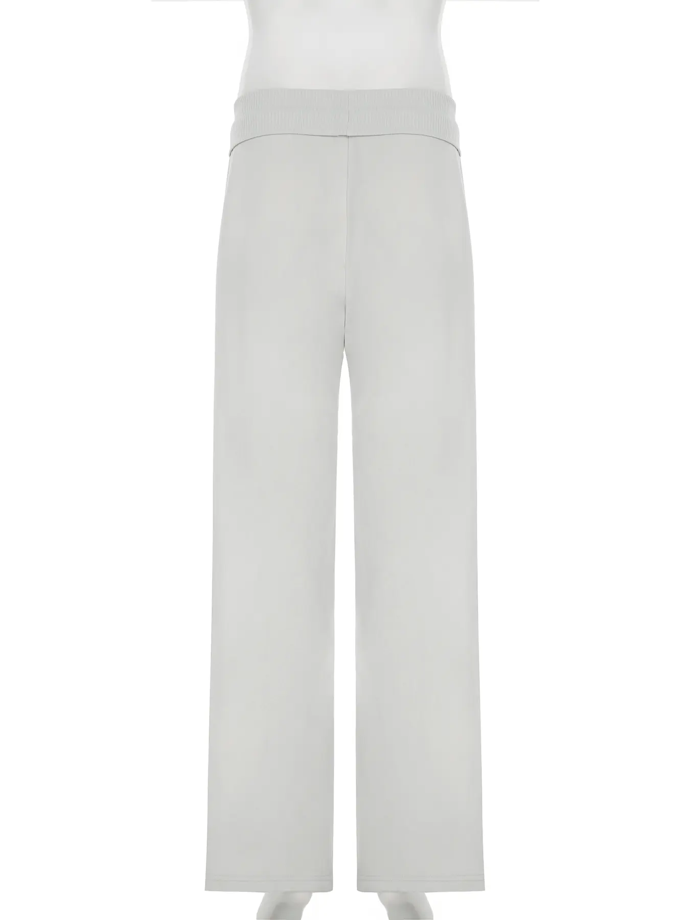 Rockmore Gray Solid Elastic Waist Straight Leg Pant Women's Streetwear All-match Basic Bottoms Velvet Basic Chic Korean Trousers