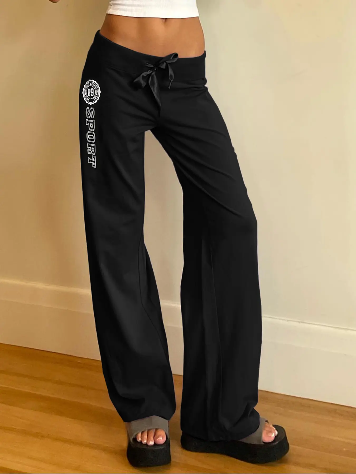 Rockmore Casual Knitted Print Pants Women Full Length Basic Streetwear Sweatpants All-match Trousers Autumn Y2k Clothes Harajuku