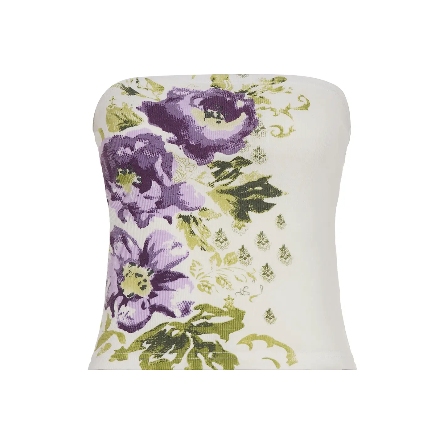 Women's Floral Print Tube Tops Summer Sexy Backless Bustiers Chic Y2K Aesthetic Korean Skinny Crop Camisole Fairycore Grunge