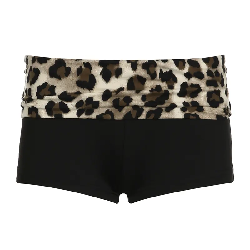 Rockmore Leopard Contrast Patchwork Mini Shorts Low Rise Slim Sexy Bottoms Casual Skinny Women Hot Shorts Baddie Outfits 2025