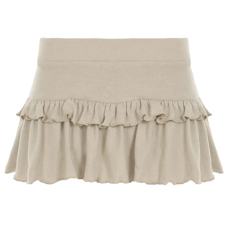 Rockmore Coquette Solid Pleated Super Mini Skirt Preppy Sexy Slim Low Waist Cotton Short Skirts Women 2025 Summer Streetwear