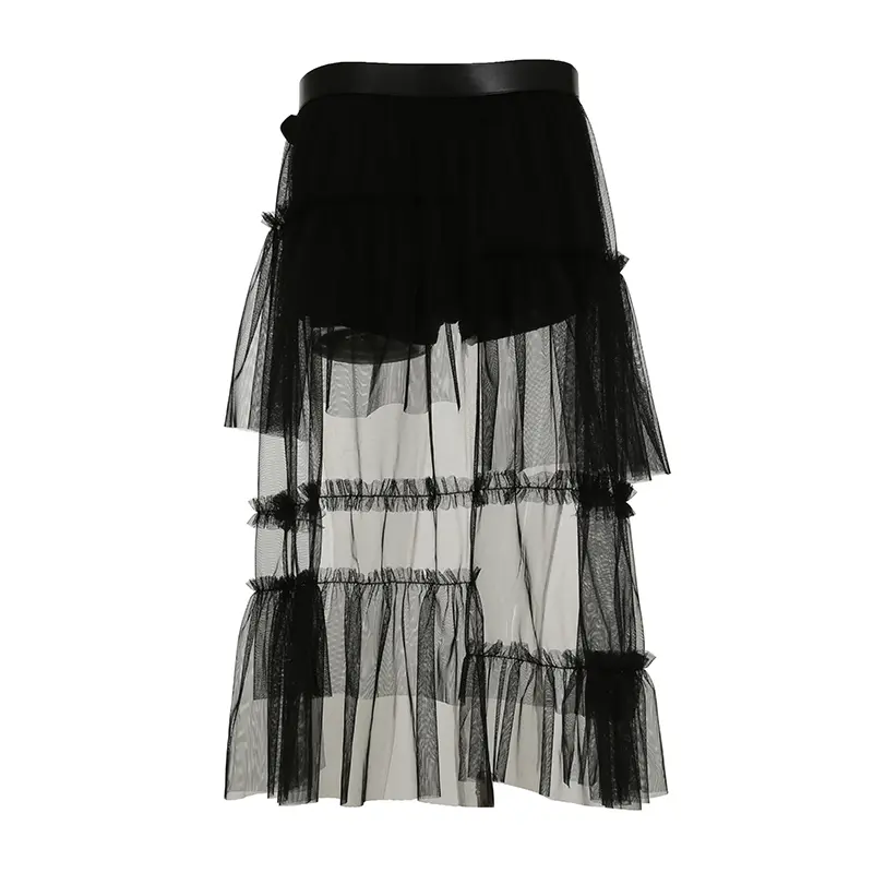 Rockmore Gothic Shorts Match Belt Detachable Mesh Splicing Hot Girl Dark Academic Pants Women Summer Versatile Stretch Shorts