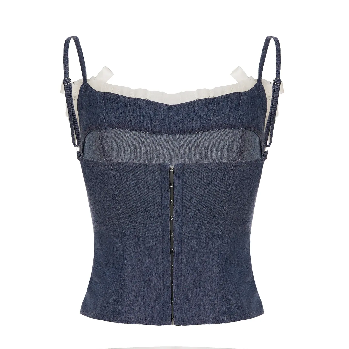 Rockmore Women's Lace Frills Patchwork Camisole Cute Spaghetti Strap Bow Detail Slim Fit Crop Top Y2K Aesthetic Tank Top Females