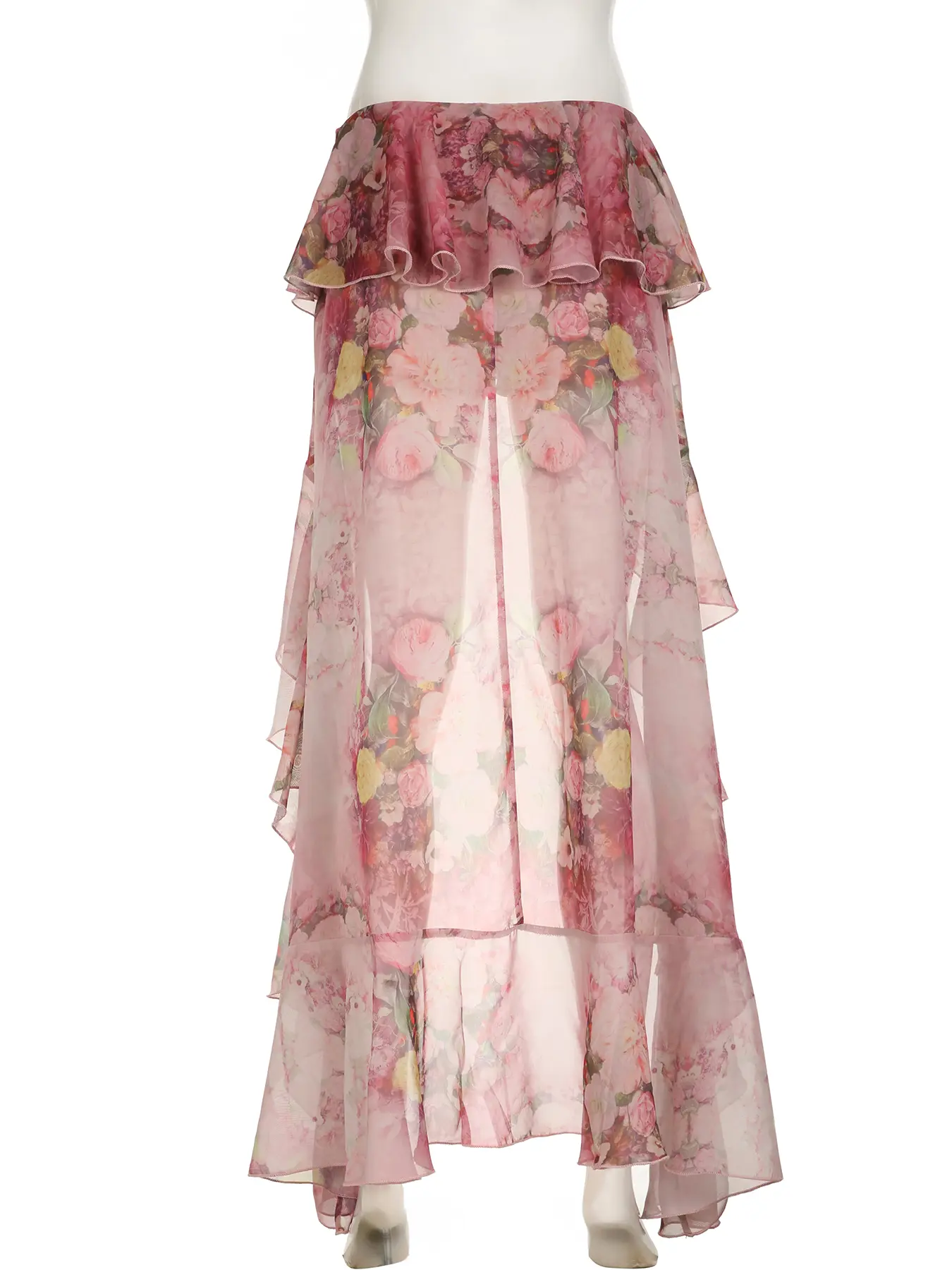 Rockmore Vacation Floral Printed Ruffle Half Bodycon Skirt Low Waist Y2K Aesthetics Lace Skirt Harajuku Grunge Fairycore Clothes