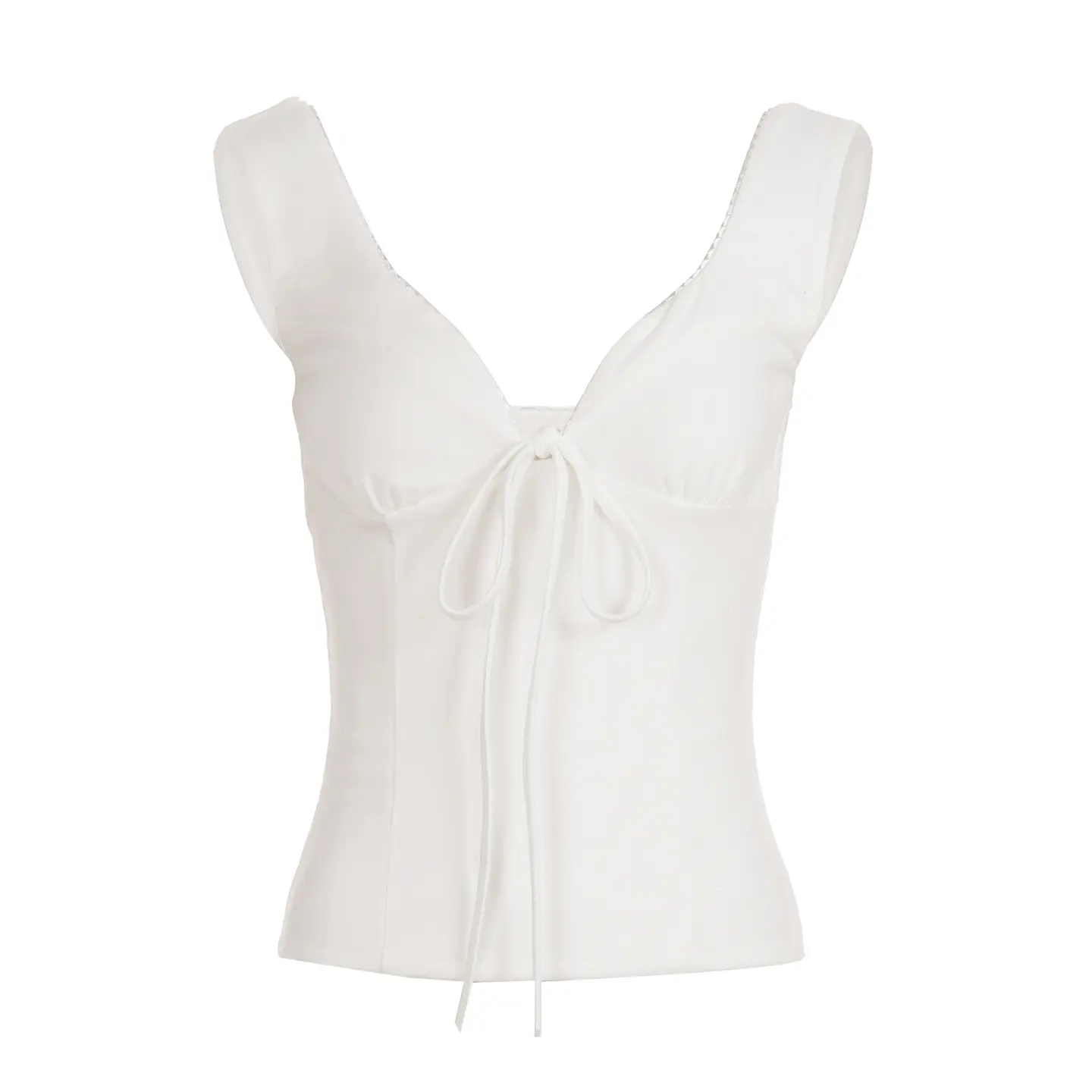 Rockmore Summer Solid Basic Vest Streetwear Chic Tie V Neck Crop Top Women's Sleeveless Top for Casual Camisole