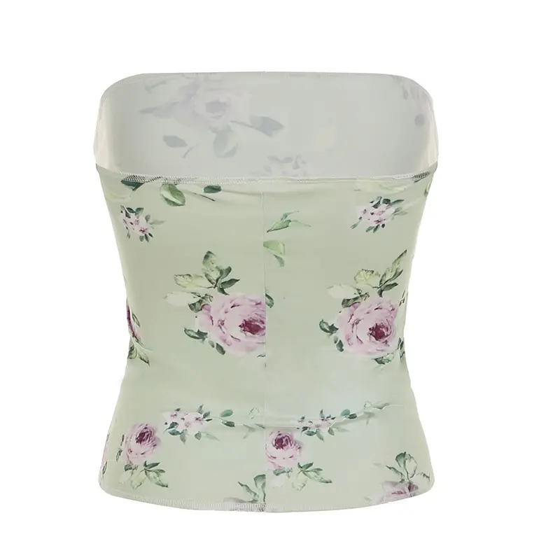 Rockmore Y2K Floral Print Tube Top Women Strapless Crop Top for Summer Camis for Party Holiday Coquette Aesthetic Fairycore