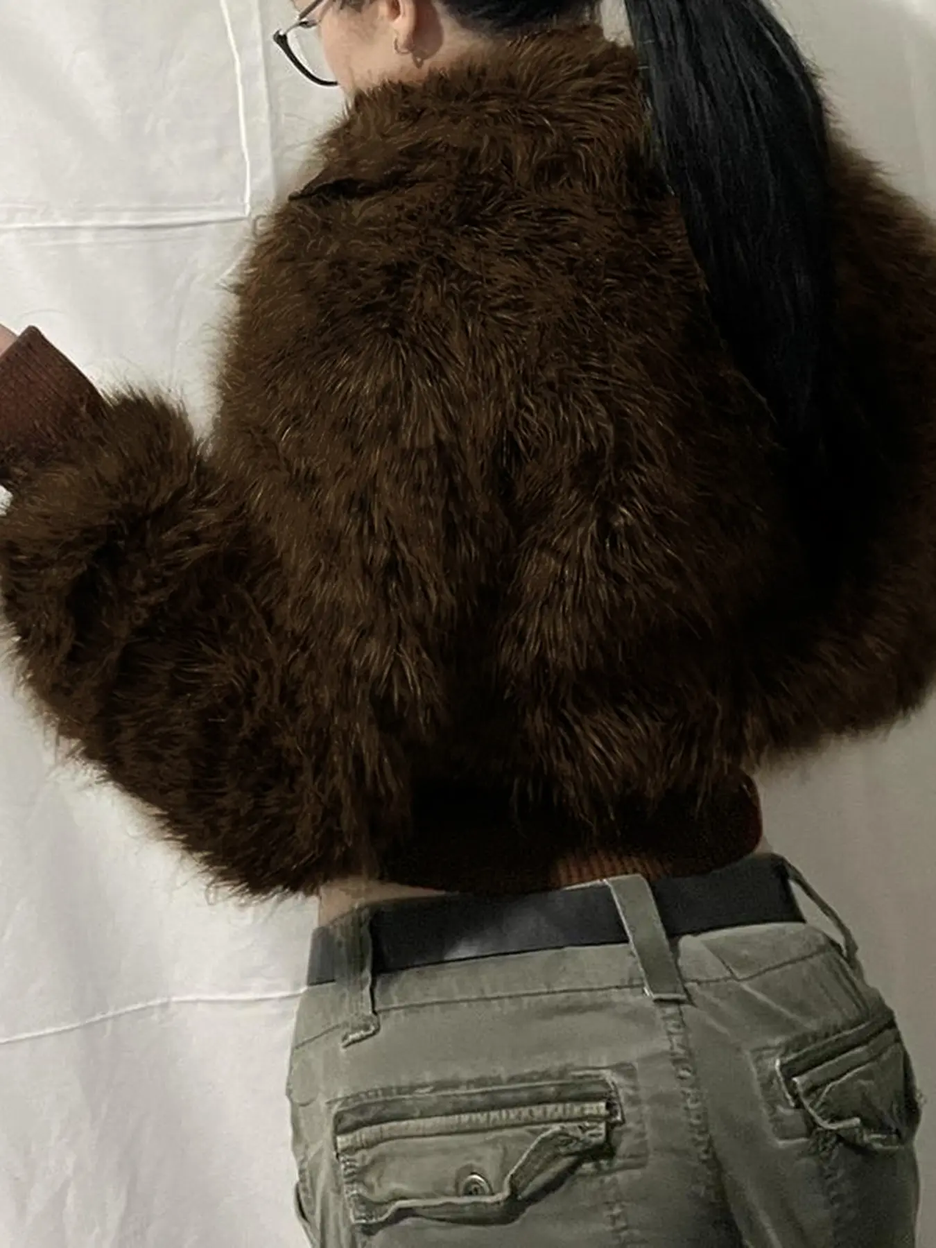 Rockmore Retro Brown Fur Coat Y2K Turtleneck Zipper Jacket Vintage Casual Winter Thick Outwear Streetwear Women Clothes 2024 New