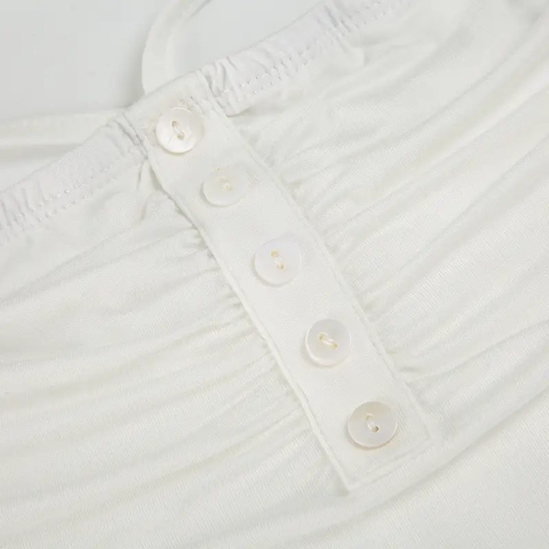 Rockmore Coquette Lace-up Halter Crop Top Women Solid Sexy Backless Button Pleated Camis Y2K Streetwear Female 2000s Aesthetic