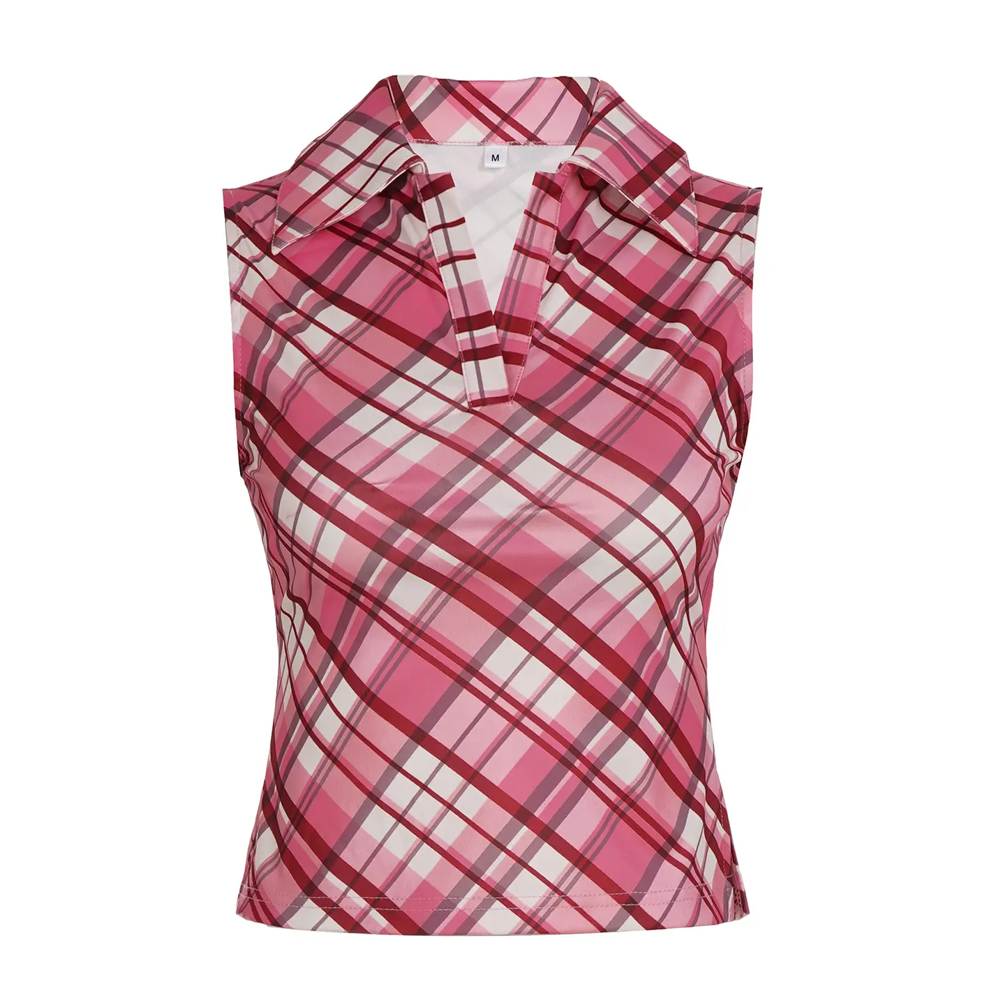 Rockmore Retro Plaid Crop Top with Sleeveless Design Y2K Aesthetic Backless Vest for Summer Fashionable Short Sleeveless Tanks