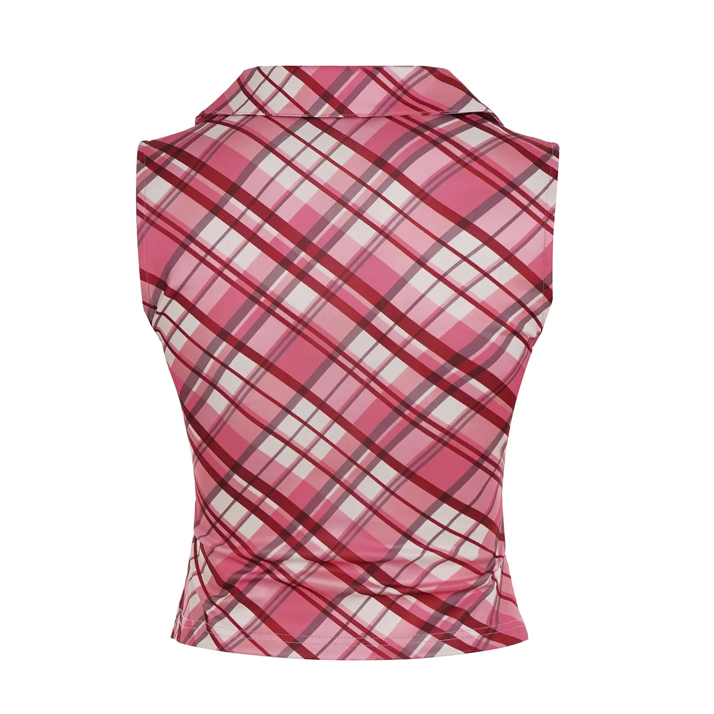Rockmore Retro Plaid Crop Top with Sleeveless Design Y2K Aesthetic Backless Vest for Summer Fashionable Short Sleeveless Tanks