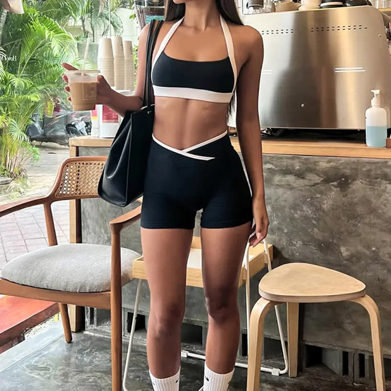 Rockmore Two Yoga Set Women Tracksuit Nude Feeling Workout Sets Gym Clothes Halter Vest Running Sports Wear Camis Leggings Suit
