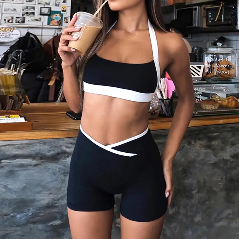 Rockmore Two Yoga Set Women Tracksuit Nude Feeling Workout Sets Gym Clothes Halter Vest Running Sports Wear Camis Leggings Suit