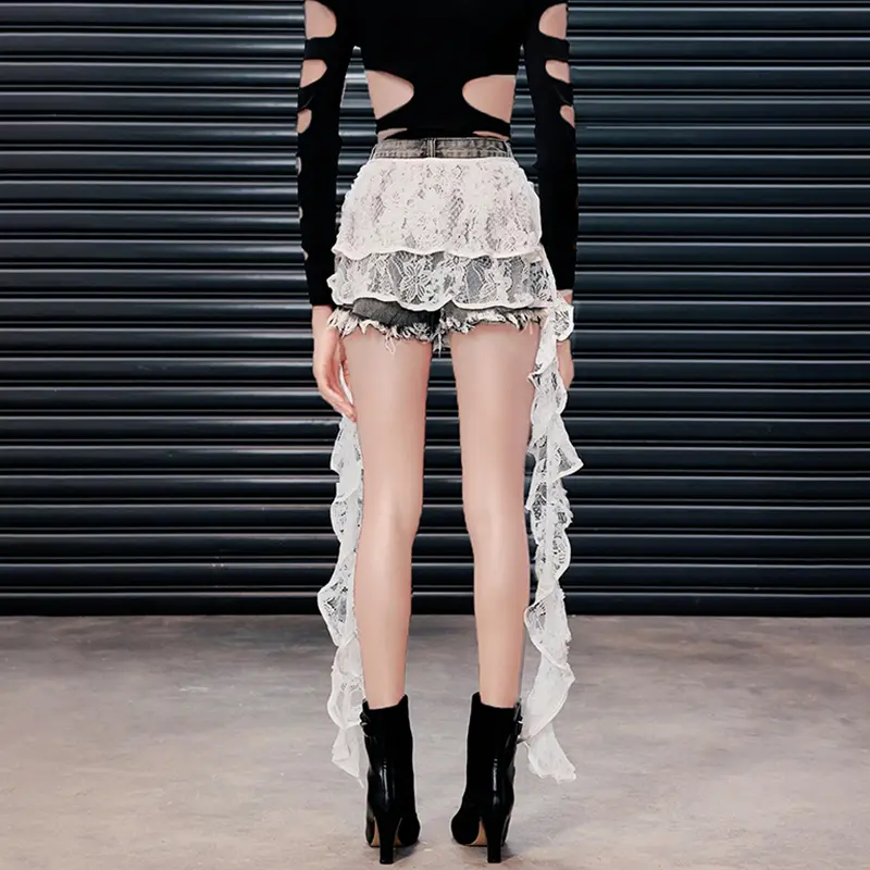 Rockmore Ruffled Ribbons Mini Cake Skirt Women's Sheer Tie-Up Vacation Skirt Summer Nightclub Party Bottoms Coquette