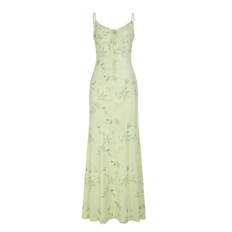 Women's Floral Print Cami Dress Boho Sleeveless Spaghetti Strap Long Dresses for Beach Holiday Vacation Ladies Summer Outfits